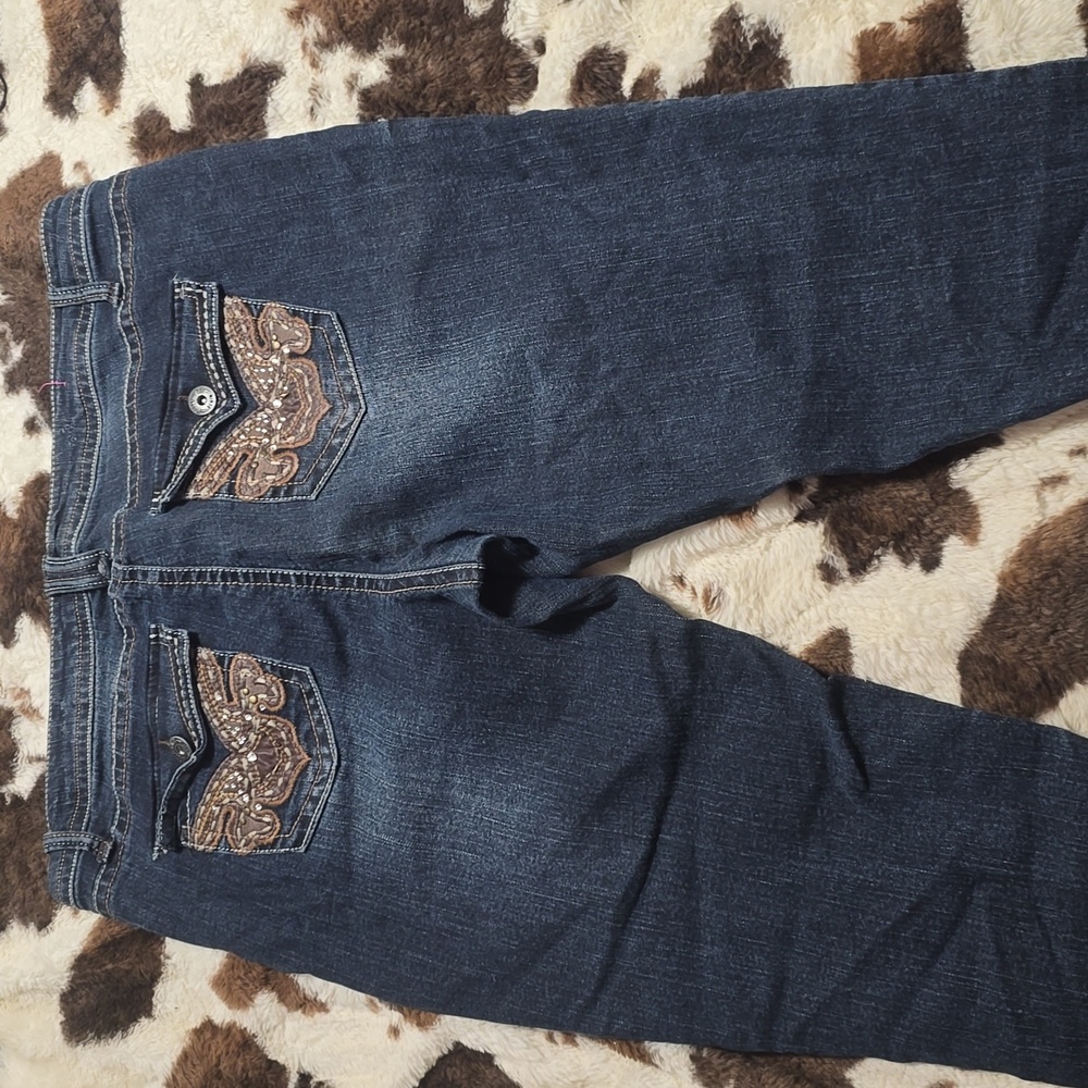 Wallflower Dark Blue Boot Cut Jeans with Embroidery
